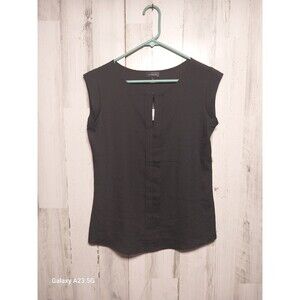 The Limited Women's Silky Crepe Pintuck Sleeveless Blouse Size XS Black Career